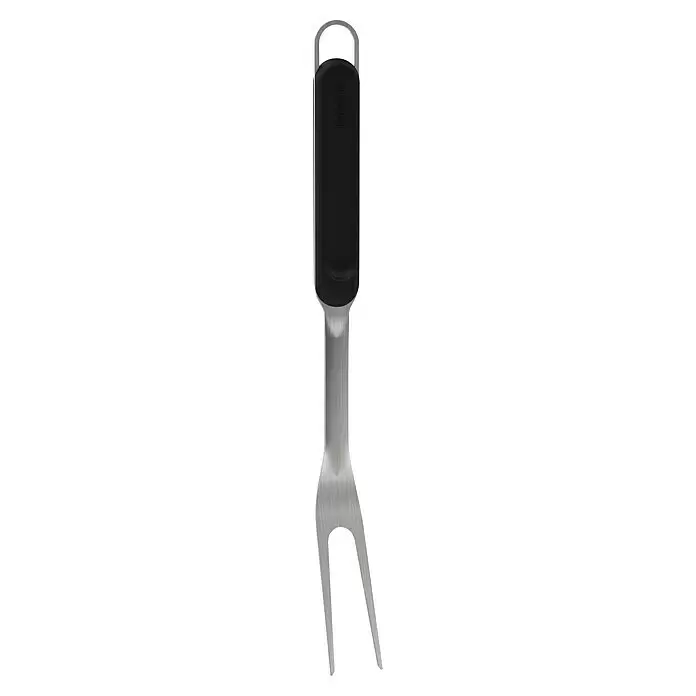 Barbecook Grillgabel Olivia - Länge: 43 cm, Edelstahl - Silberne Fleischgabel mit schwarzem Griff und zwei Zinken.