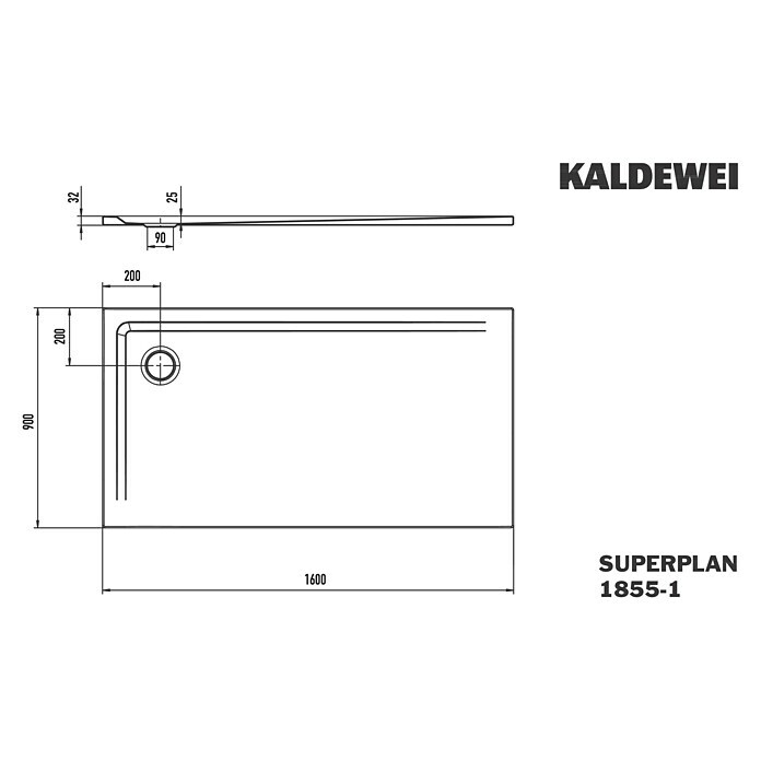 Kaldewei Duschwanne Superplan (L x B: 90 x 160 cm, Stahl, Weiß) | BAUHAUS