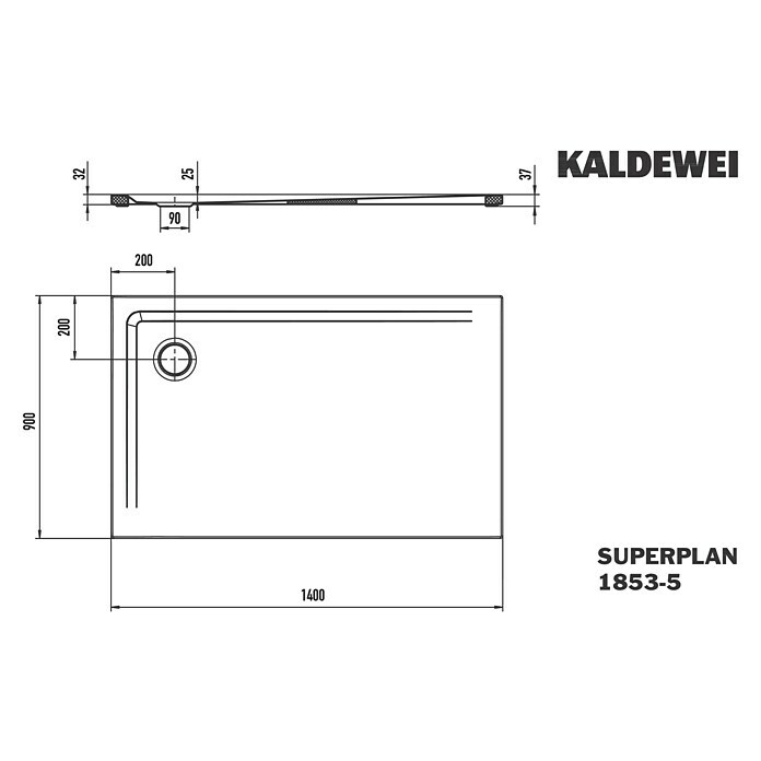 Kaldewei Duschwannen-Set Superplan (L x B: 90 x 140 cm, Stahl, Weiß, Wannenträger, Extraflach) | BAUHAUS