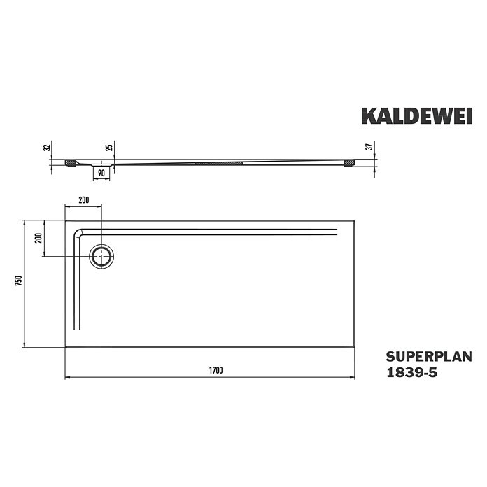 Kaldewei Duschwannen-Set Superplan (L x B: 75 x 170 cm, Stahl, Weiß, Wannenträger, Extraflach) | BAUHAUS