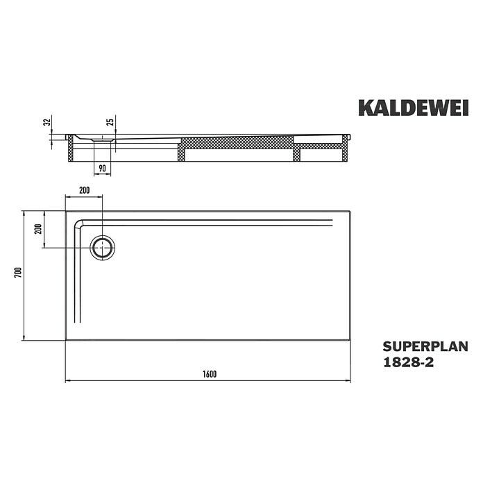 Kaldewei Duschwannen-Set Superplan (L x B: 70 x 160 cm, Stahl, Weiß, Wannenträger) | BAUHAUS