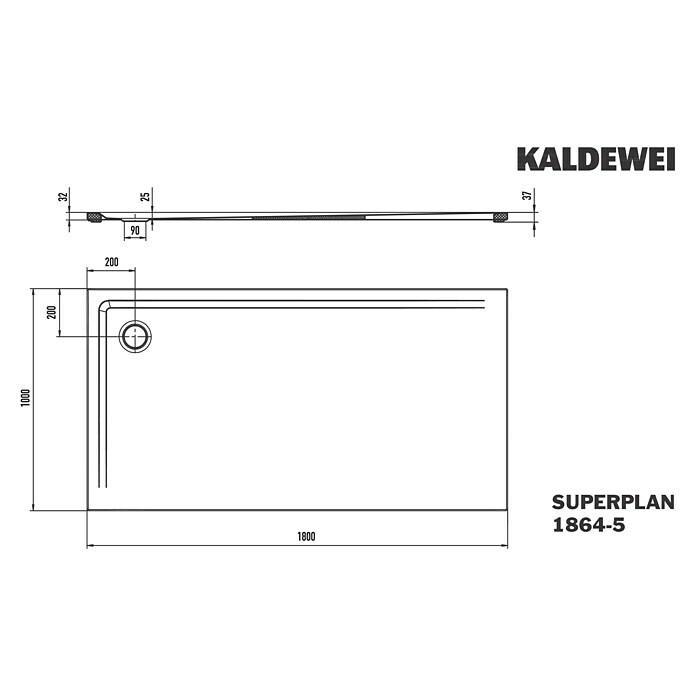 Kaldewei Duschwannen-Set Superplan (L x B: 100 x 180 cm, Stahl, Weiß, Wannenträger, Extraflach) | BAUHAUS