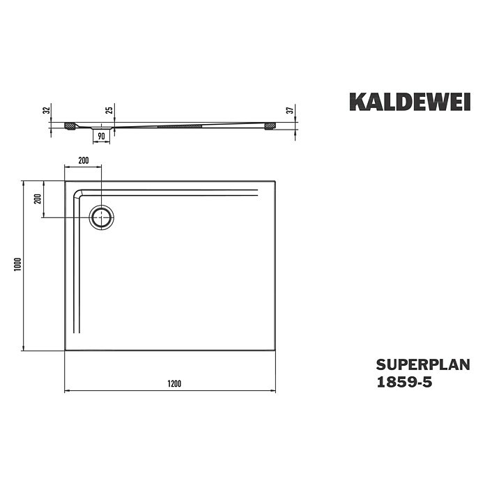 Kaldewei Duschwannen-Set Superplan (L x B: 100 x 120 cm, Stahl, Weiß, Wannenträger, Extraflach) | BAUHAUS