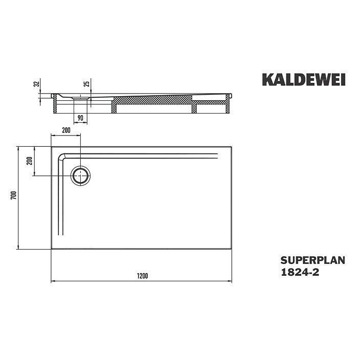 Kaldewei Duschwannen-Set Superplan (L x B: 70 x 120 cm, Stahl, Weiß, Wannenträger) | BAUHAUS