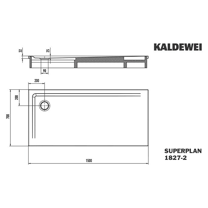 Kaldewei Duschwannen-Set Superplan (L x B: 70 x 150 cm, Stahl, Weiß, Wannenträger) | BAUHAUS