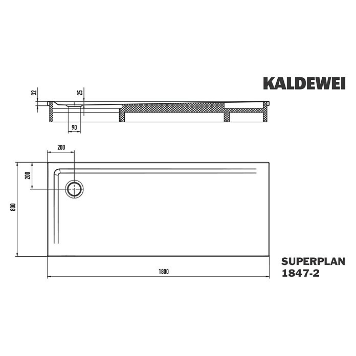 Kaldewei Duschwannen-Set Superplan (L x B: 80 x 180 cm, Stahl, Weiß, Wannenträger) | BAUHAUS