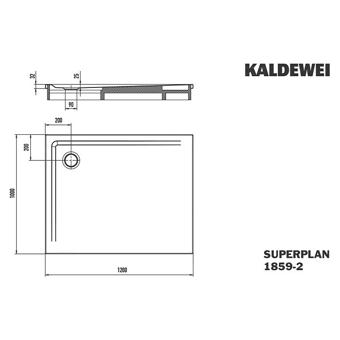 Kaldewei Duschwannen-Set Superplan (L x B: 100 x 120 cm, Stahl, Weiß, Wannenträger) | BAUHAUS