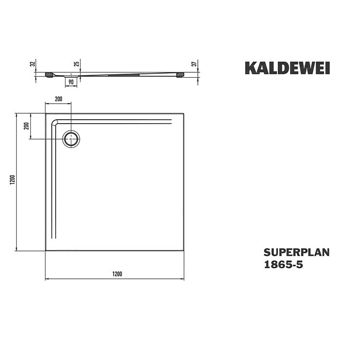 Kaldewei Duschwannen-Set Superplan (L x B: 120 x 120 cm, Stahl, Weiß, Wannenträger, Extraflach) | BAUHAUS