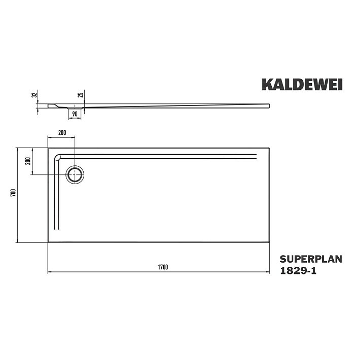 Kaldewei Duschwanne Superplan (L x B: 70 x 170 cm, Stahl, Weiß) | BAUHAUS