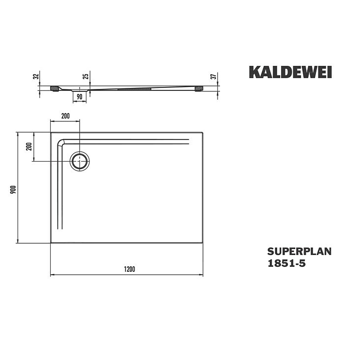 Kaldewei Duschwannen-Set Superplan (L x B: 90 x 120 cm, Stahl, Weiß, Wannenträger, Extraflach) | BAUHAUS