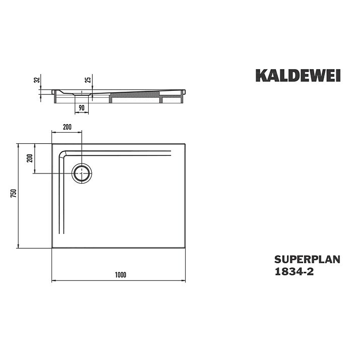 Kaldewei Duschwannen-Set Superplan (L x B: 75 x 100 cm, Stahl, Weiß, Wannenträger) | BAUHAUS