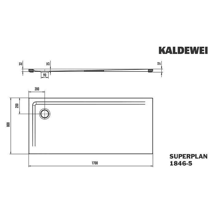 Kaldewei Duschwannen-Set Superplan (L x B: 80 x 170 cm, Stahl, Weiß, Wannenträger, Extraflach) | BAUHAUS