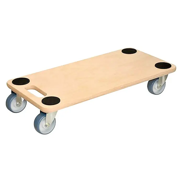 BAUHAUS Base con ruedas Soft - L x An x Al: 59 x 29 x 12 cm, Capacidad de carga: 300 kg, Madera - Un carrito de mudanzas con tabla de madera, cuatro ruedas y almohadillas antideslizantes para mover fácilmente objetos pesados.