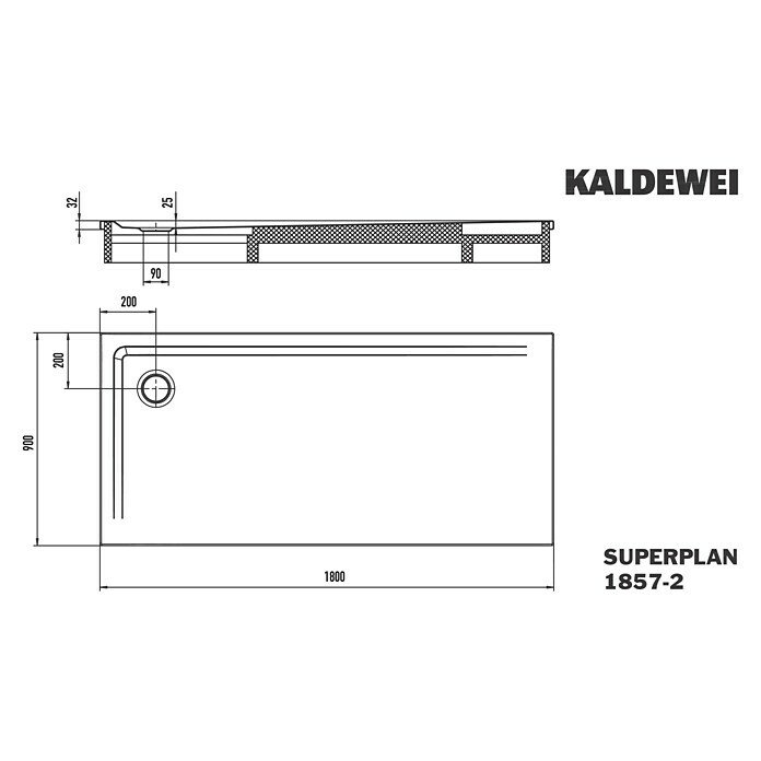 Kaldewei Duschwannen-Set Superplan (L x B: 90 x 180 cm, Stahl, Weiß, Wannenträger) | BAUHAUS