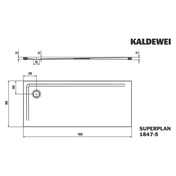 Kaldewei Duschwannen-Set Superplan (L x B: 80 x 180 cm, Stahl, Weiß, Wannenträger, Extraflach) | BAUHAUS