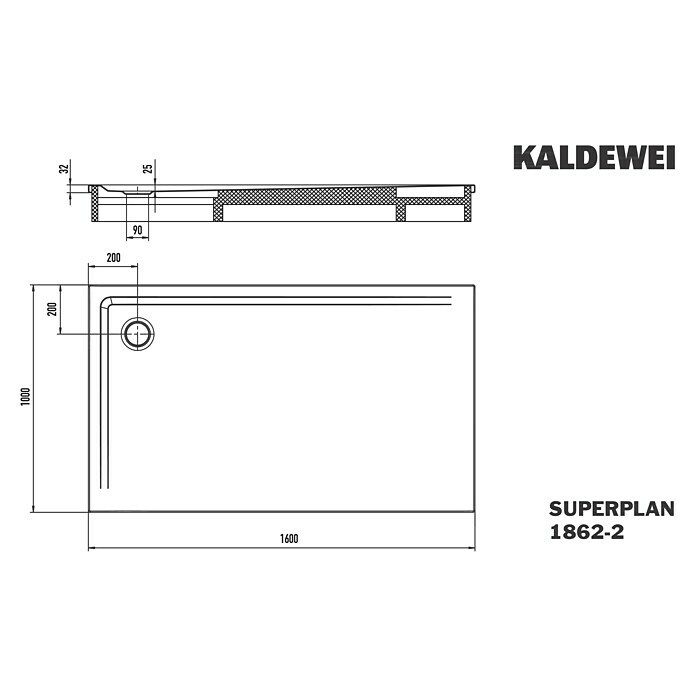 Kaldewei Duschwannen-Set Superplan (L x B: 100 x 160 cm, Stahl, Weiß, Wannenträger) | BAUHAUS