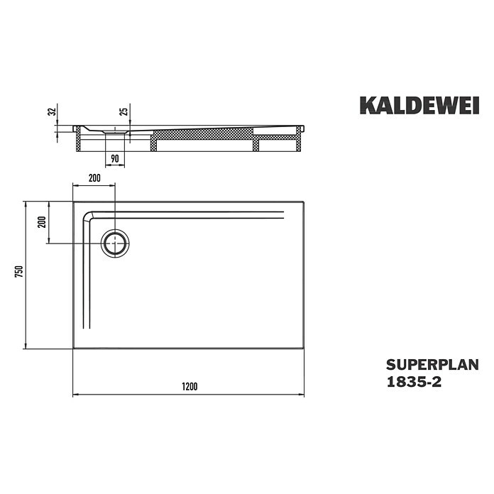 Kaldewei Duschwannen-Set Superplan (L x B: 75 x 120 cm, Stahl, Weiß, Wannenträger) | BAUHAUS