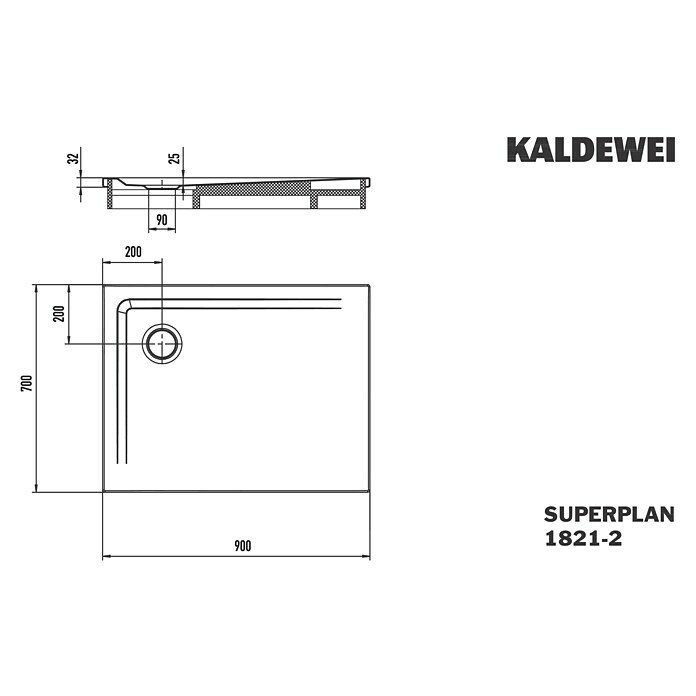 Kaldewei Duschwannen-Set Superplan (L x B: 70 x 90 cm, Stahl, Weiß, Wannenträger) | BAUHAUS