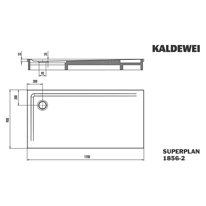 Kaldewei Duschwannen-Set Superplan (L x B: 90 x 170 cm, Stahl, Weiß, Wannenträger) | BAUHAUS