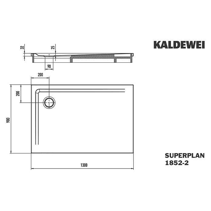 Kaldewei Duschwannen-Set Superplan (L x B: 90 x 130 cm, Stahl, Weiß, Wannenträger) | BAUHAUS