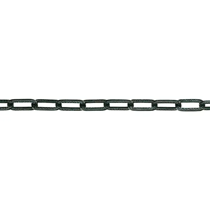Stabilit Zierkette Meterware - Durchmesser: 3 mm, Altkupferfarben - Detailaufnahme einer schwarzen Gliederkette. Robuste und stilvolle Kette für verschiedene Anwendungen.