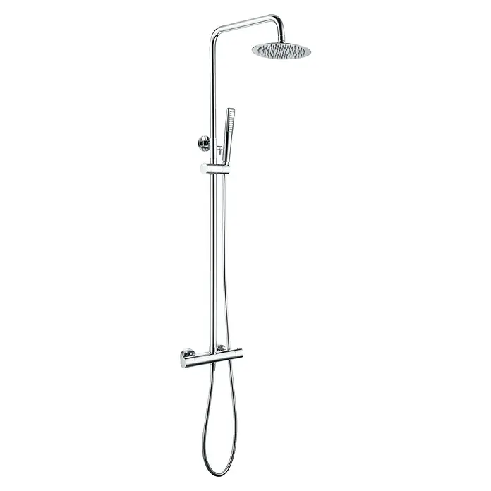 Imex Nápoles Sistema de ducha - Grifo termostático, Cromo - Un moderno sistema de ducha con rociador de cabeza y teleducha. El diseño cromado agrega un toque elegante a cualquier baño, proporcionando una experiencia relajante.