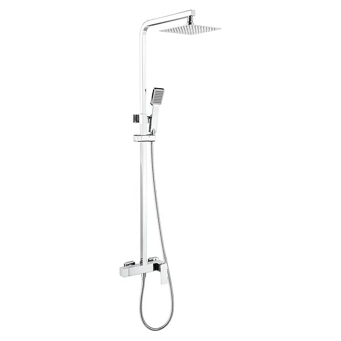 Imex Pisa Sistema de ducha - Grifo monomando, Cromo - Columna de ducha con rociador superior y teleducha cromada. Diseño elegante para una experiencia de baño moderna y confortable.