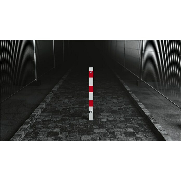 Schake Sperrpfosten (L x B x H: 70 x 70 x 1.300 mm, Stahl, Einbetonieren, Weiß/Rot, Öse)