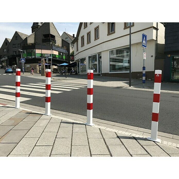 Schake Sperrpfosten (L x B x H: 70 x 70 x 1.300 mm, Stahl, Einbetonieren, Weiß/Rot, Öse)