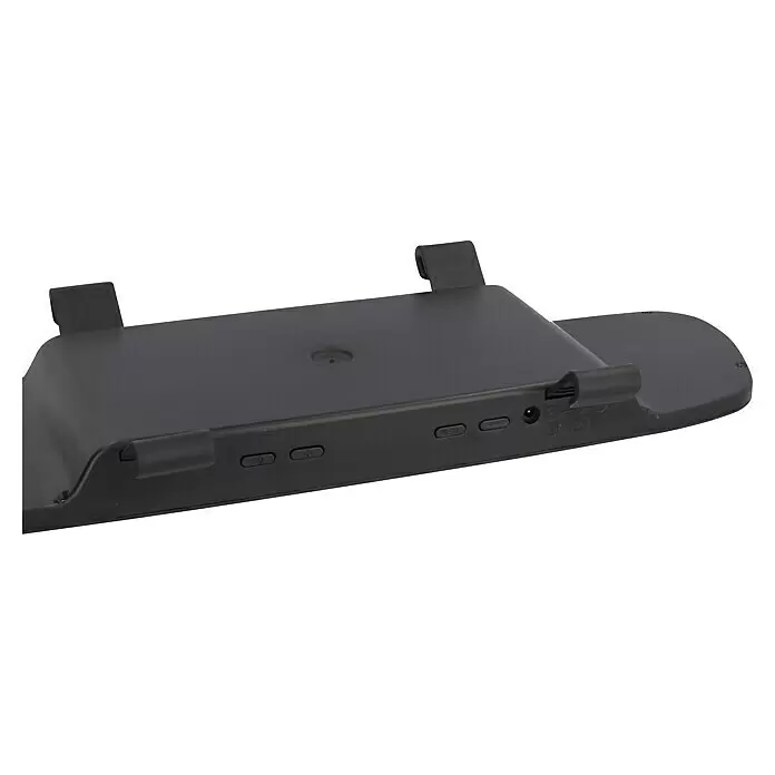 AEG Spiegel-Rückfahrkamera SR5 - 480 x 272 Pixel, 5 " - Dunkelgrauer Rückspiegelmonitor mit Bedientasten, Stromanschluss und Befestigungsklammern.