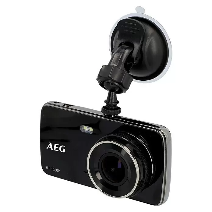 AEG Dashcam DC 2 - 1920 x 1080 Pixel - Schwarze AEG HD 1080P Auto-Dashcam mit glänzendem Finish und schwarzem Saugnapfhalter.