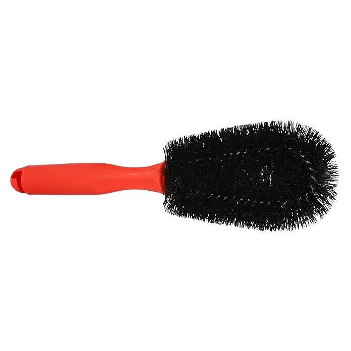 Felgenbürste - 1 Stk. - Rote Bürste mit ergonomischem Griff und dichten schwarzen Borsten, ideal zur Reinigung oder Detailpflege.