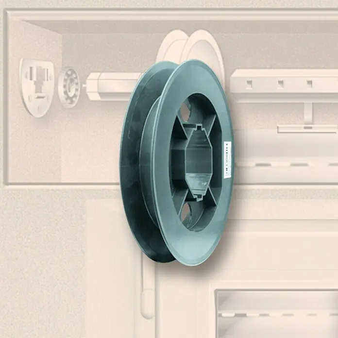 Schellenberg Disco de persiana Mini - Diámetro: 100 mm, Diámetro eje octogonal: 40 mm - Carrete enrollador de cinta para persianas enrollables en gris. Accesorio de repuesto que garantiza el buen funcionamiento y la longevidad.