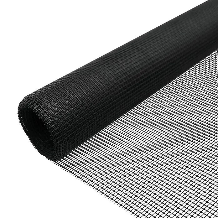 Schellenberg Rollo de fibra de vidrio - An x Al: 150 x 180 cm, Montaje de la mosquitera: Pegado, Para interior - Imagen de una mosquitera enrollable hecha de material de malla negra, ideal para cubrir ventanas y puertas.