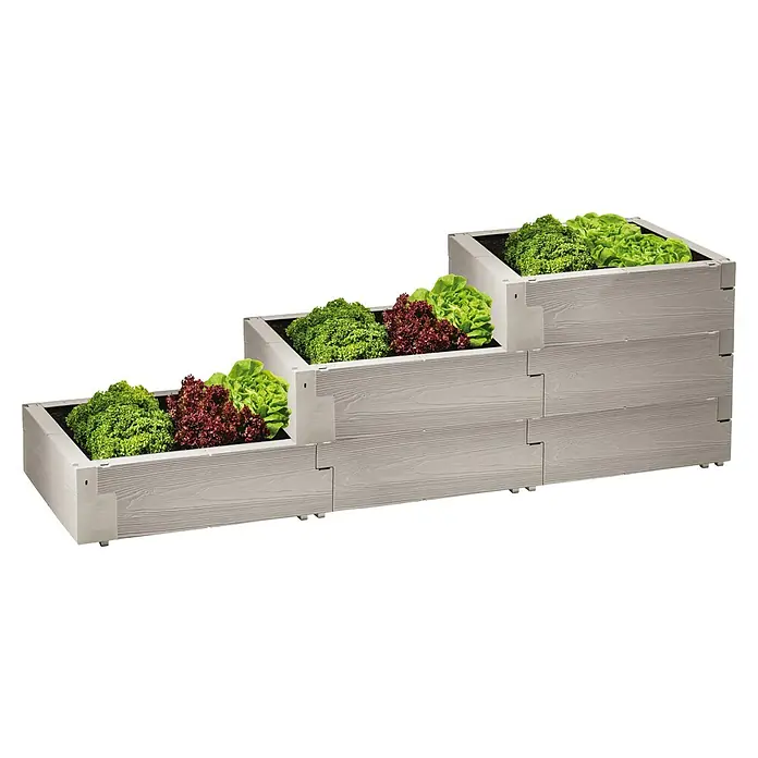 Juwel Hochbeet Timber Pflanztreppe190 x 60 x 60 cm, Kunststoff, Nordic Wood