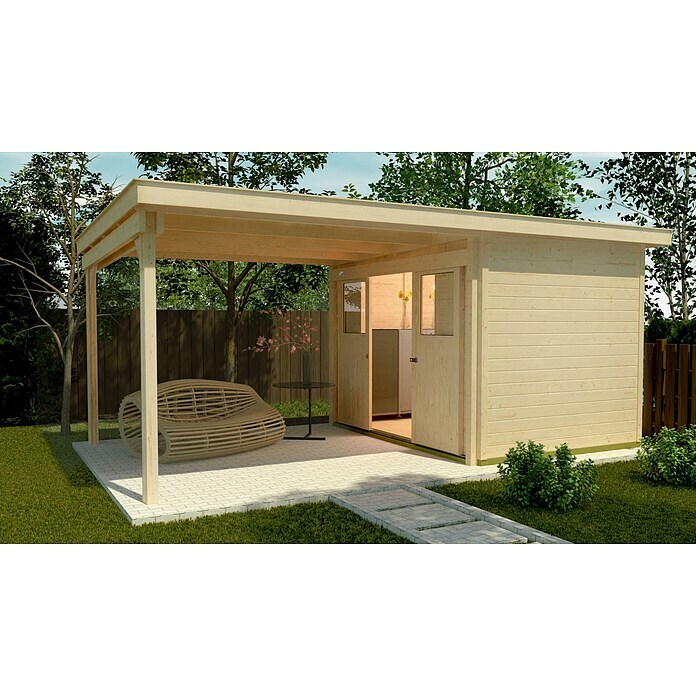 Weka Gartenhaus 225 A (Außenmaß inkl. Dachüberstand (B x T): 529 x 336 cm, Holz, Natur) | BAUHAUS