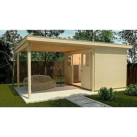 Weka Gartenhaus 225 A (Außenmaß inkl. Dachüberstand (B x T): 529 x 336 cm, Holz, Natur)
