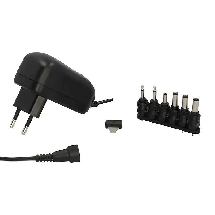 Profi Depot Universal-Netzteil 3-12 V - Schwarz, Max. Leistung: 12 W - Ein Netzteil-Set mit verschiedenen Adaptern, geeignet für verschiedene Geräte. Das Set beinhaltet Stecker für den europäischen Markt.