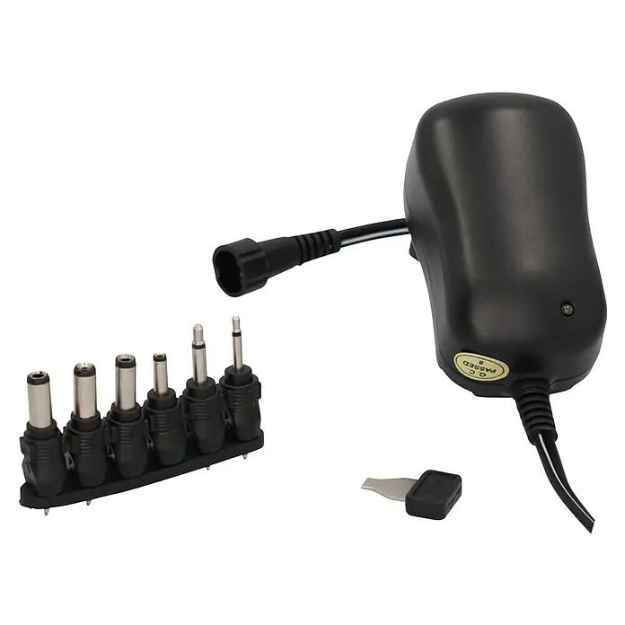Profi Depot Universal-Netzteil 3-12 V - Schwarz, Max. Leistung: 12 W - Schwarzes Netzteil mit verschiedenen Adaptern für vielseitige Anwendungen.