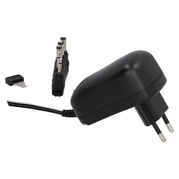 Profi Depot Universal-Netzteil 3-12 V - Schwarz, Max. Leistung: 12 W - Schwarzer Universal-Netzadapter mit verschiedenen Aufsätzen für vielseitige Gerätekompatibilität, ideal für Reisen und den täglichen Gebrauch.