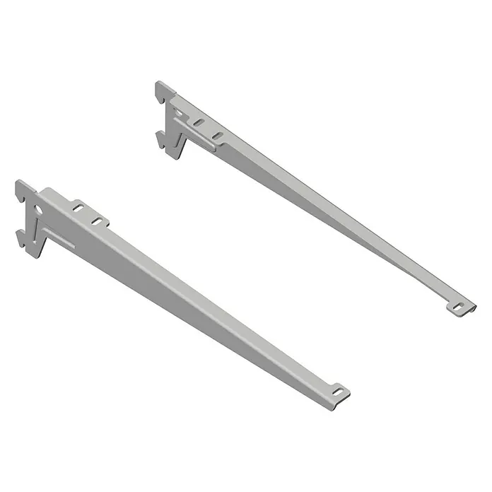Element System Winkelträger - Länge: 33 cm, Weiß/Aluminium, Belastbarkeit: 55 kg, 1 Stk. - Graue Regalträger mit markanten Halterungen, ideal für eine stabile und moderne Wandmontage.