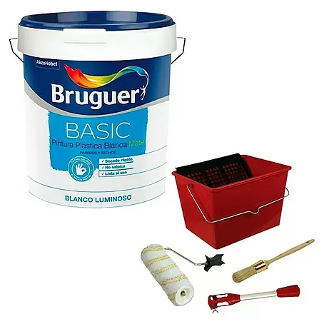 Pintura para paredes y techos Basic + Kit para pintar con rodillo