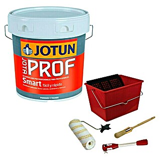 Pintura para paredes y techos Jotaprof Smart + Kit para pintar con rodillo (Blanco, 15 l, Mate)