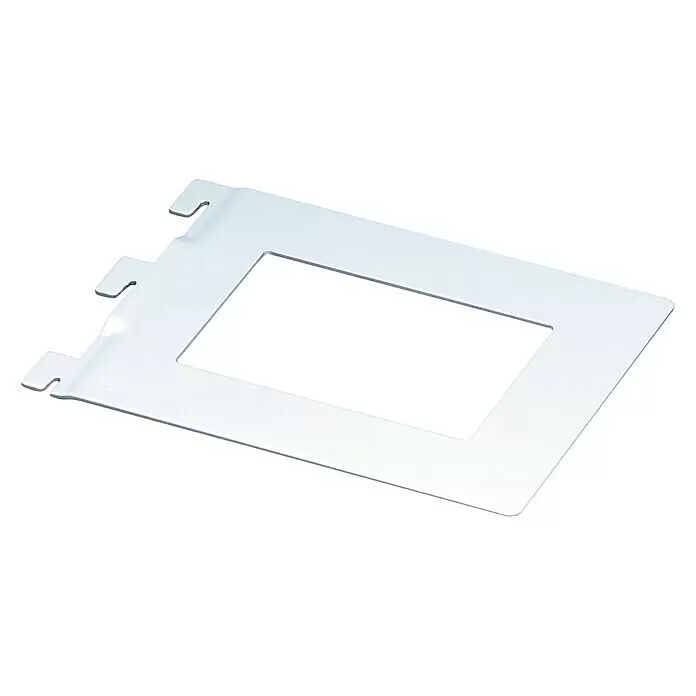 Element System Soporte para libros - 11,8 x 14,3 cm, Apto para: Rieles Classic Raster 50, Plateado claro - Placa de montaje rectangular plateada con abertura central y tres pestañas laterales.