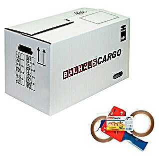 Caja de embalaje Cargo S + Pack Precintadora + 2 Rollos (Capacidad de carga: 45 kg, L x An x Al: 50 x 35 x 37 cm)