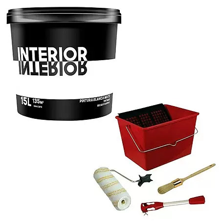 Pintura para paredes Interior + Kit para pintar con rodillo