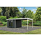 Karibu Gartenhaus Hybride Pluto C (Außenmaß inkl. Dachüberstand (B x T): 574 x 574 cm, Fichte/ Metall, Anthrazit/ Weiß) | BAUHAUS