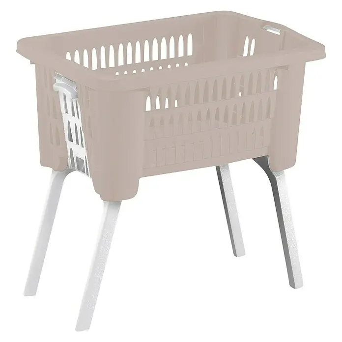 Cesta para la ropa - 2 tiradores, Plástico, Azul - Esta cesta para la ropa con soporte es una solución práctica para el lavado. Ofrece una altura cómoda y facilita la clasificación.
