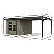 Karibu Gartenhaus Hybride Pluto D (Außenmaß inkl. Dachüberstand (B x T): 574 x 574 cm, Fichte/ Metall, Wassergrau/ Anthrazit) | BAUHAUS