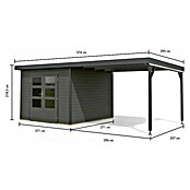 Karibu Gartenhaus Hybride Pluto B (Außenmaß inkl. Dachüberstand (B x T): 574 x 574 cm, Fichte/ Metall, Terragrau/ Anthrazit) | BAUHAUS